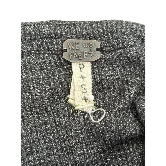 Free People Grey Blossom Thermal Top Boho Womens Size M - Picture 5 of 8